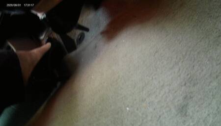 Black Patent peep toes driving Honda Civic