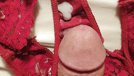 Cumming on the used red panties of my neighbour