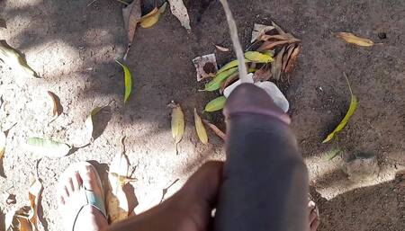 Pissing in the street through the garden