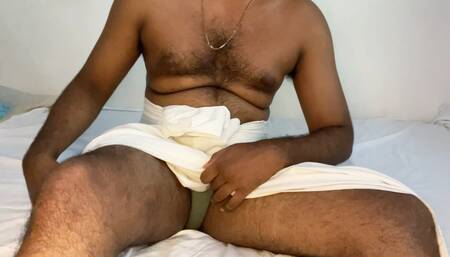 Kerala Bank Manager Daddy White Sarong and Hairy Body
