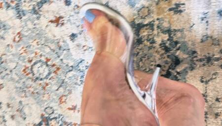 Empress MBella with blue nails and transparent mules 4k