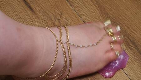 #1 BBW foot play with purple slime (no talk)