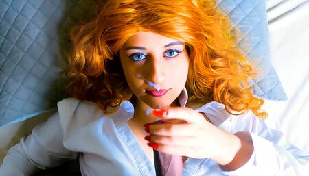 Redhead Secretary Sucks Boss' Dick