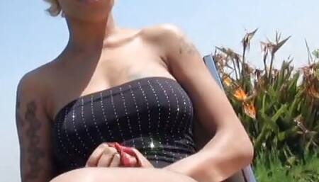 Beautiful blonde and brunette black sluts get hardcore threesome action whith a white cock