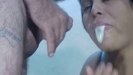 Latina Suck & Fuck - Sucking Big Load of Hot Cum