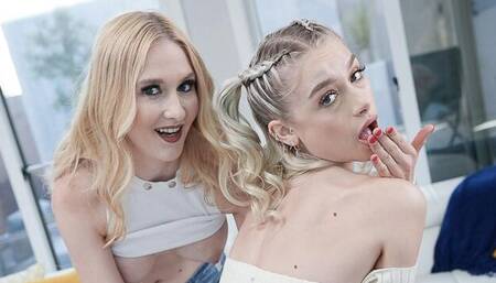 Scarlett Hampton and Audrey Madison are enjoying FFM sex
