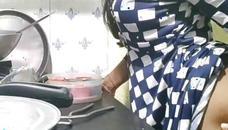 Indian Desi aunty cooking our home after our husband cumshot and tits pusssy