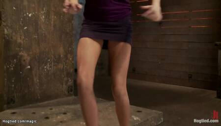 Blonde slave in strappado whipped