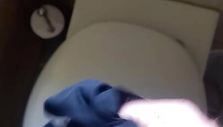 Tradesman wanking with customers panties