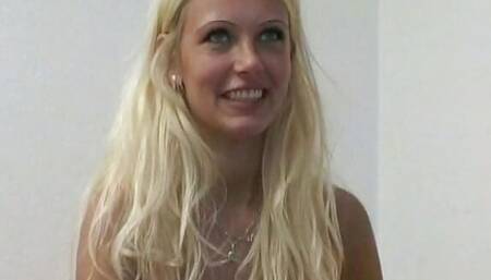 Beautiful German blonde getting a visit from her hot neighbor