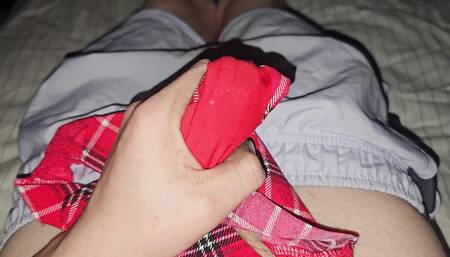 Load of hot cum inside her pantie gusset