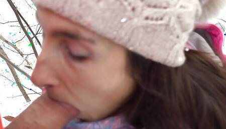 Milking Tits, swallow cum in the cold. Lisichka Mila Fox