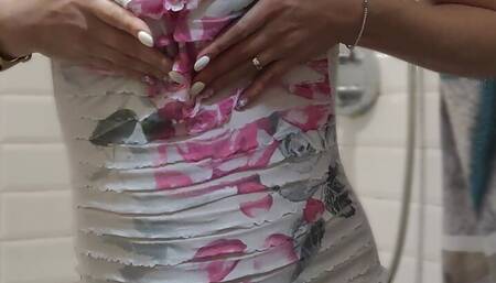 I meet milg  with milky breast in the shower and fucking her between big milky tits 4K