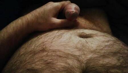 Hairy British Bear Stroking His Furry Belly and Bushy Cock