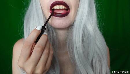 I put a dark lipstick on my lips