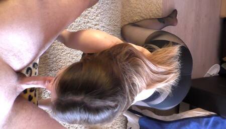 Young stepsister with big ass sucks dick - cumshot inside