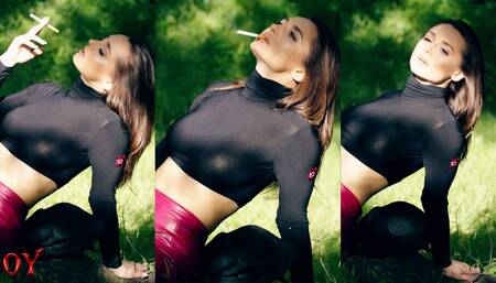 Smoking in a deserted forest