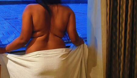 Beautiful Indian Girl masterbating pressing her boobs and teasing herself in 5 star hotel
