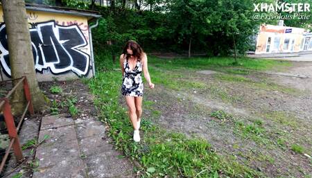 Flashing, masturbation, orgasm and pissing at the train station