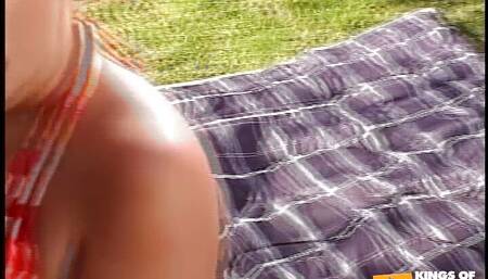 Cute Teen Gets Her Tight Holes Drilled Deep by a Tattooed Man Outside After Short Interview