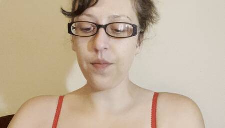 Sexy Goddess D Smoking Marlboro Red 100 in Bright Red Bra and Glasses