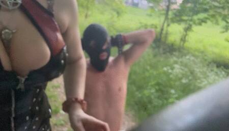 Spitting in face smoking and anal fucking outdoor nature femdom