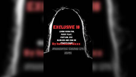 Exclusive 18-  fat girl living room fun, pussy play, footjob ,pov blowjob and cum on Stacy's feet