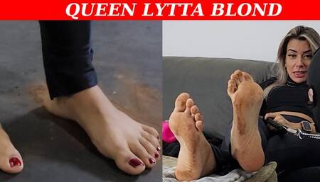 Queen Lytta Blond - Dirty feet EP 4 - Sexy Lytta makes her Slave lick her dirty feet after walking on dirt - FOOT WORSHIP - DIRTY FEET - FOOT DOMINATION - FOOT HUMILIATION - SOLES - TOE SUCK - FEMDOM - DIRT -