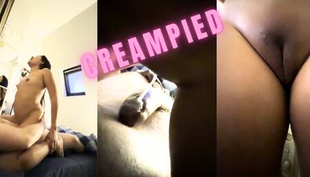 18 year old French Slut Creampied while riding neighbor's cock