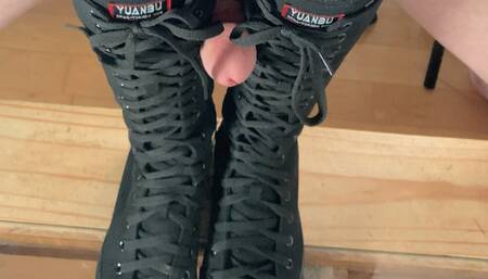 A little calf humping story in Knee high Converse Sneakers - Cockcrush and Shoejob and some Upskirt Views - 4k