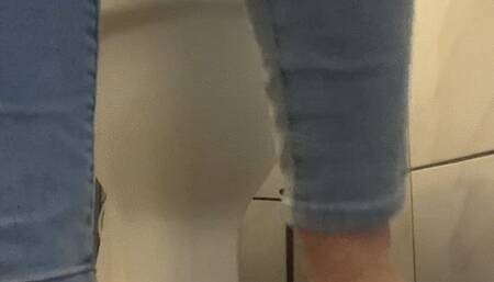 pants down morning toilet