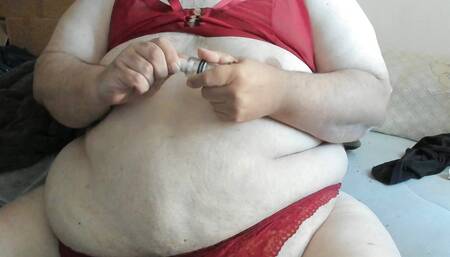 Giant nipple suckers on hige fat sissy -gooey finish