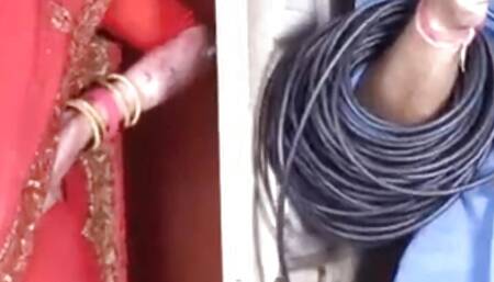 Indian desi woman enjoying fun with husband's friend clear Hindi voice