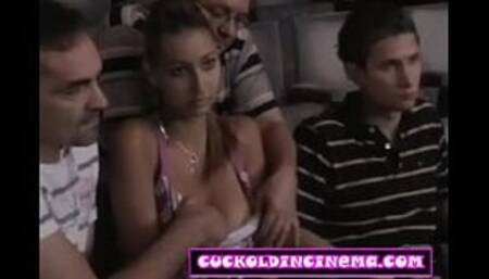 Kitty Jane intensely groped in the Cinema under her Cuckold boyfriend ‘s eyes!