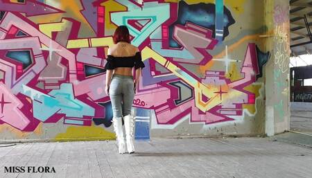 Walking and Teasing in my White Boots