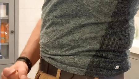 I jerk off in the kitchen thinking about you with my big cock