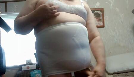 WIENER GIRL - 2 panties, 2 girdles, masturbating cum