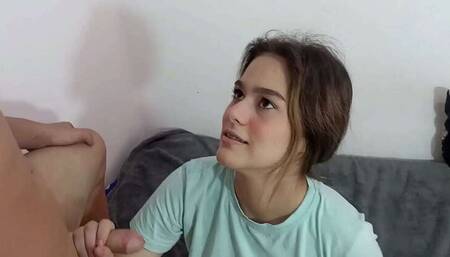I roughly fuck my timid step-sister, proving my heterosexuality as I cum in her ass
