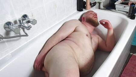 His pussy hole was so greedy that the gay hairy pig fucked himself and squirted a lot