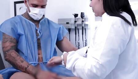 Dr. Adalet checks out patient with erectile disfunction, but makes him very hard and cum!