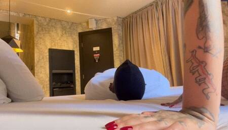 Facesitting using nylon stockings