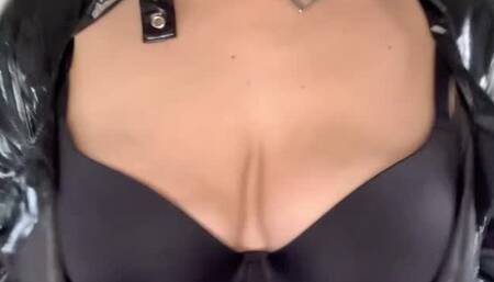 Milf Hotwife Striptease remocing her PVC catsuit revealing her pussy and arse