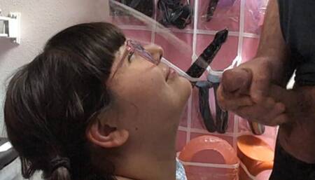 DD Sadie Caught In Stepdad's Closet and Takes His Cum On Her Face