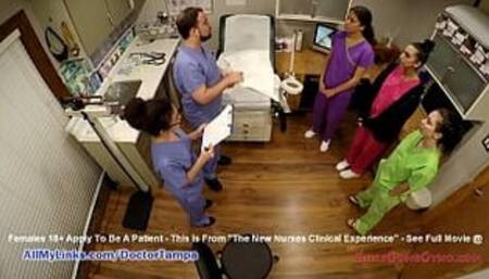 Student Nurses Lenna Lux, Angelica Cruz, & Reina Practice Examining Each Other 1st Day of Clinicals Under Watchful Eye Of Doctor Tampa & Nurse Lilith Rose @ GirlsGoneGyno.com The New Nurses Clinical Experience