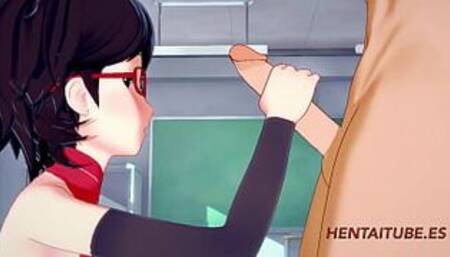 Boku no Hero Boruto Naruto Hentai 3D - Bakugou Katsuki & Sarada Uzumaki Sex at School - Animation Hard Sex Manga