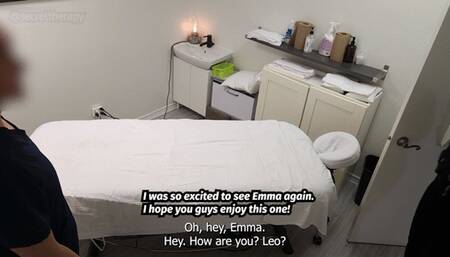 Special massage for Emma 2nd visit, flirty MILF with huge tits and ass came again to be fucked by her massage practitioner