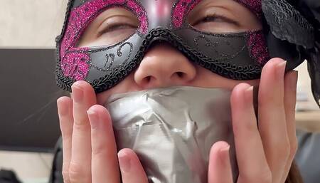 Selfgagged with pants and silver tape