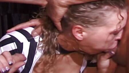 Facial & piss gangbang party with blonde submissive cum slut Tatjana from germany - Trailer