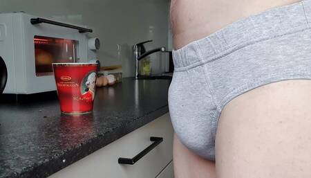 Perving at me while making coffee in briefs (requested)