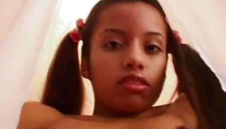 Little Lupe with natural tits Fingering Solo